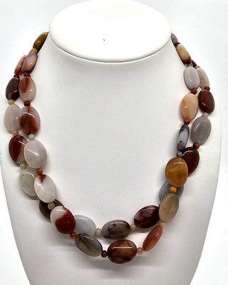 Jay King Sterling Silver Agate Multi-Strand  Necklace  18-21'' Signed