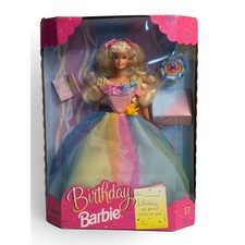 VTG 1997 Birthday Barbie Doll Special Edition 18224 Mattel Pink Rainbow Gown