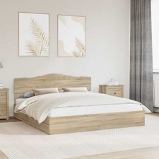 Storage Bed Sonoma Oak 180x200 cm. Modern Engineered Wood with Under-Bed Drawer