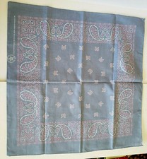 Vintage Bandana Wamcraft Cotton Blend Pink  White Paisley Denim Blue USA