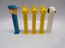  5 Vintage Peanuts Pez Dispensers 1950s-1970s Woodstock Snoopy Charlie Brown