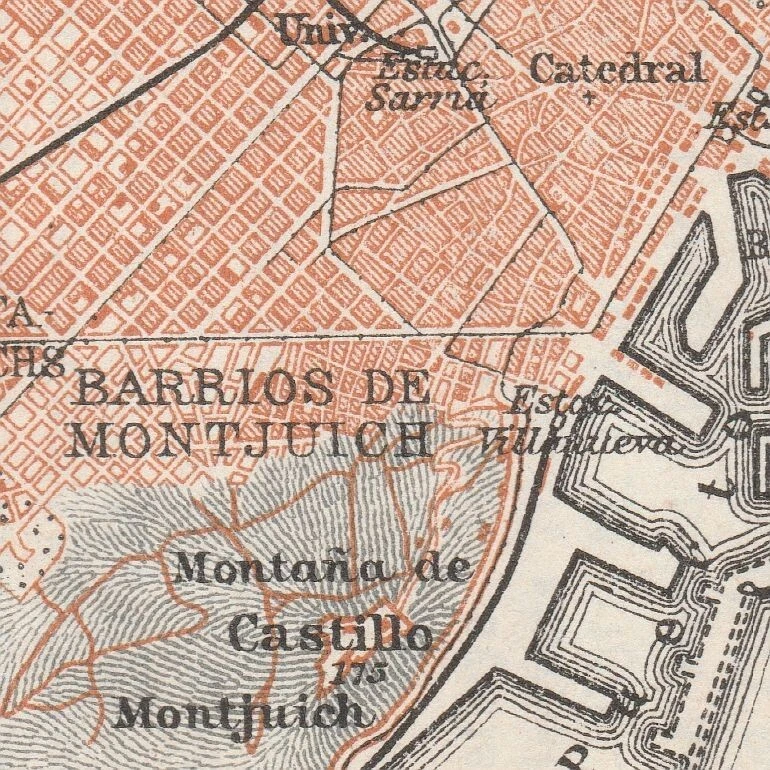 Mapa original do plano da cidade de Barcelona da Espanha 1913 - Imagem 3 de 4