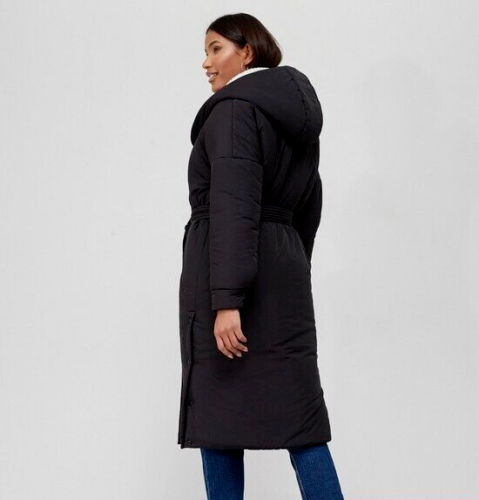 Cappotto nero imbottito resistente alla doccia V by Very con cappuccio con cintura - taglia 14 - prezzo speciale £80 - Foto 3 di 4