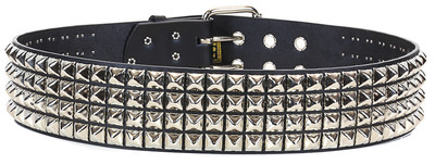 #ad #ad Four Row Pyramid Stud Genuine Leather Belt Punk Gothic Cosplay Death metal Rock $59.99