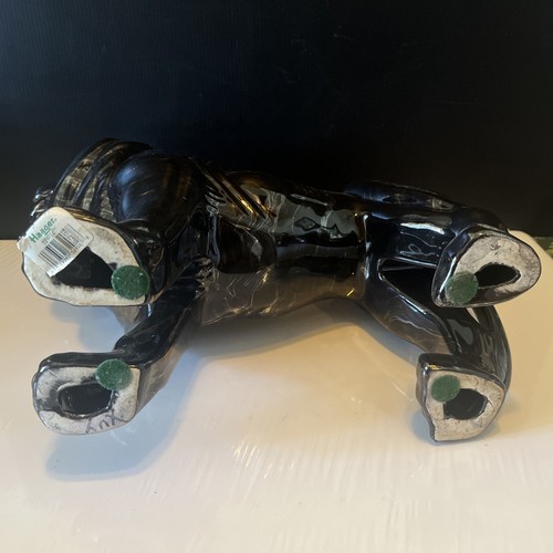 Haeger Art Pottery 15” Black Gold Metallic Royal Lion Statue Modern Deco 329 - Picture 8 of 9
