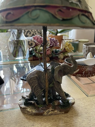 Elephant Candle Holder Lamp, Mother & Child Metal Shade & Ceramic Base - 第 11/11 張圖片