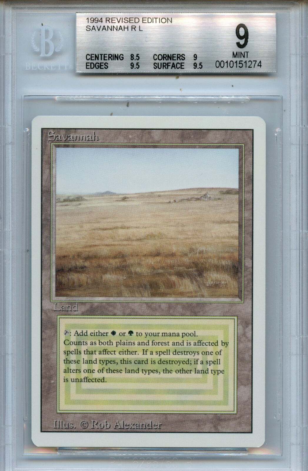 MTG Revised Dual Land Savannah BGS 9 (9.0) Mint Magic card WOTC Amricons  1274