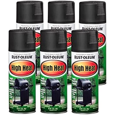 Rust-Oleum 7778830 High Heat Enamel Spray Paint 12 Fl Oz Bar-B-Que Black 6 Cans