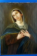 MADONNA ADDOLORATA antico grande Dipinto religioso Olio su tela 1600 XVII secolo