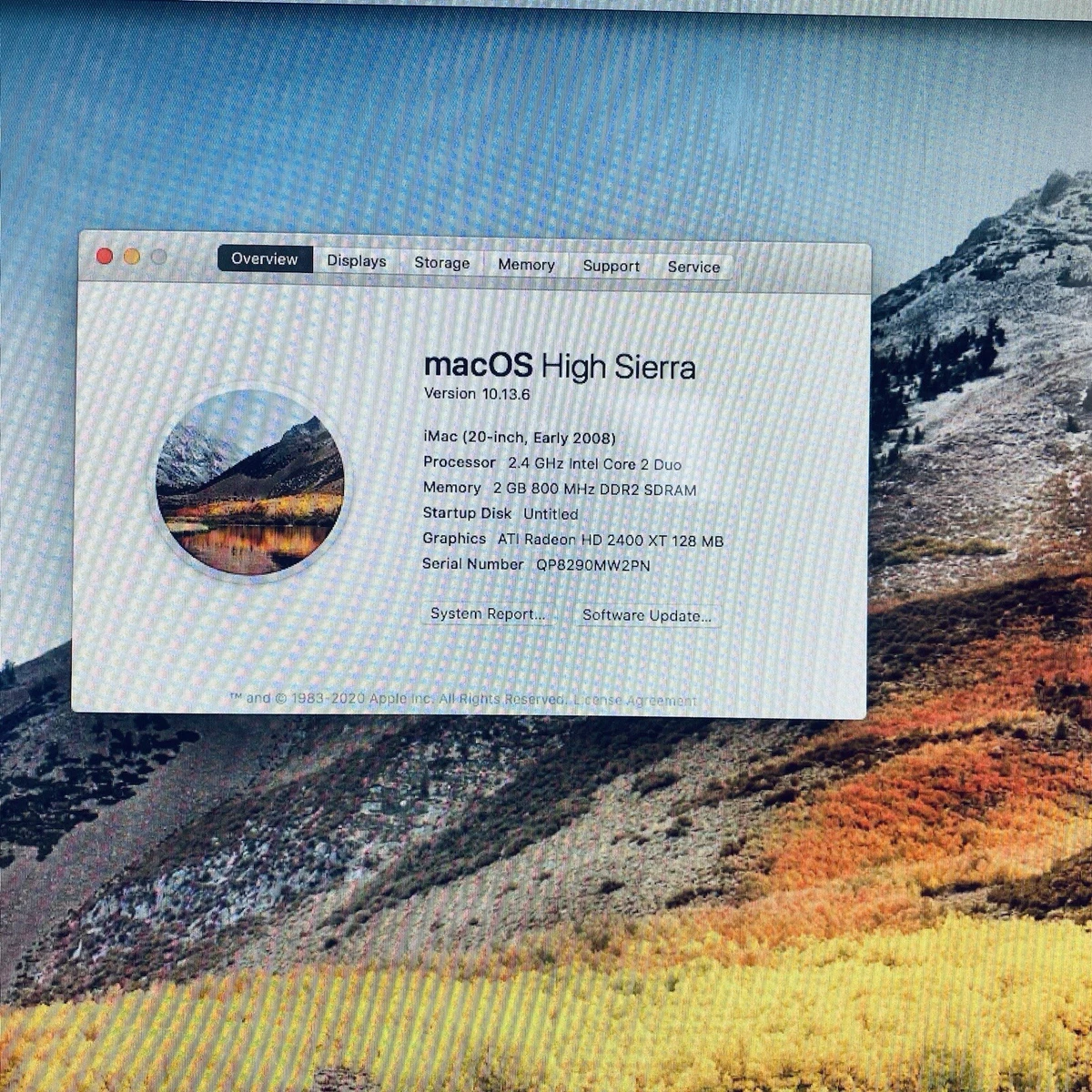 macOS 10.13, High Sierra Intel Core 2 Duo 8 GB RAM Apple Desktops