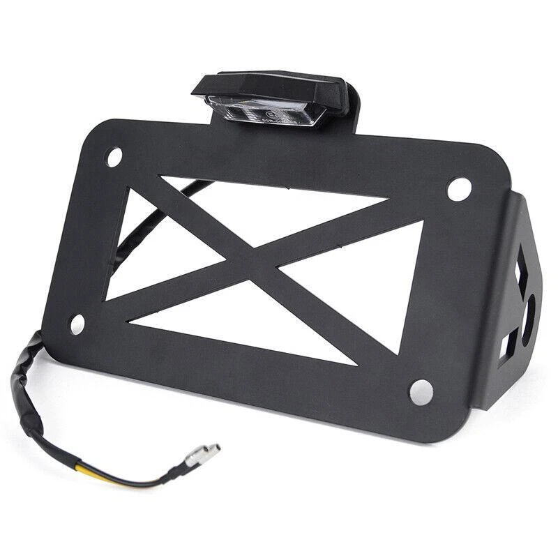 Soporte de matrícula de montaje lateral para motocicleta de 7"x 4" con luz LED metálica Foto 3 de 4