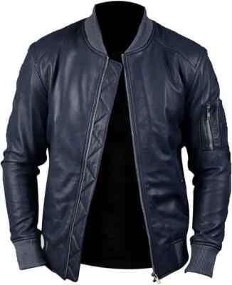Men's Real Leather Vintage Bomber Style Biker Fashion Jacket | eBay