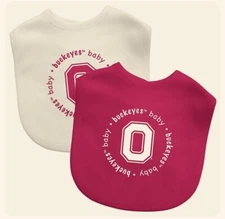 Ohio State Buckeyes Football Baby Bibs NCAA Pink and White Fanatics 2-Pack New