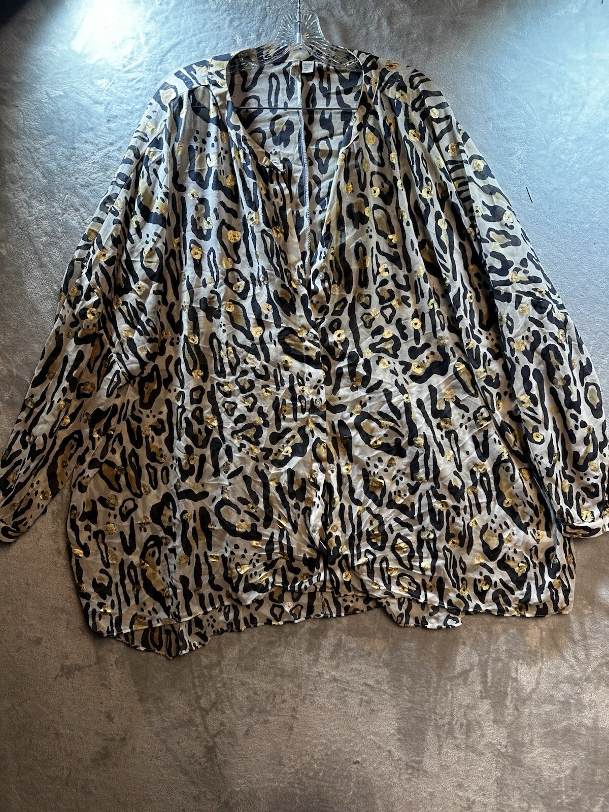 Cato Womens Cheetah Sheer Blouse Size 26/28