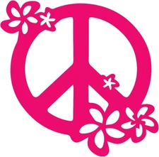 Peace Sign with Flowers Pink Vinyl Graphic Decal Car Window Laptop Notebook