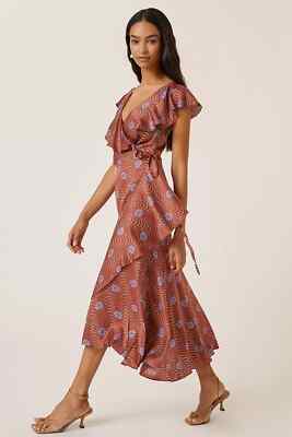 knee length dresses for ladies Seraphina Brown Floral Ruffle Maxi Dress main image 1