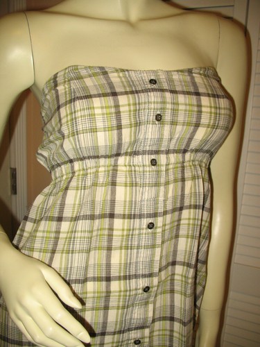 Vintage Y2K 90s Mudd Womens Strapless Long Top Plaid Surfer Beachwear Cover Ups - Picture 9 of 12