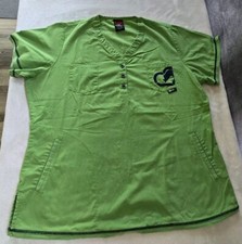 ECKORED ECKO WOMENS MEDICAL SCRUBS TOP ONLY XL Green Blue Logo Pockets 121336