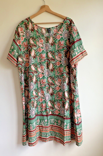 Dress Size 4XL Print Shien Curve Boarder Print New Green Orange Floral - Picture 6 of 6