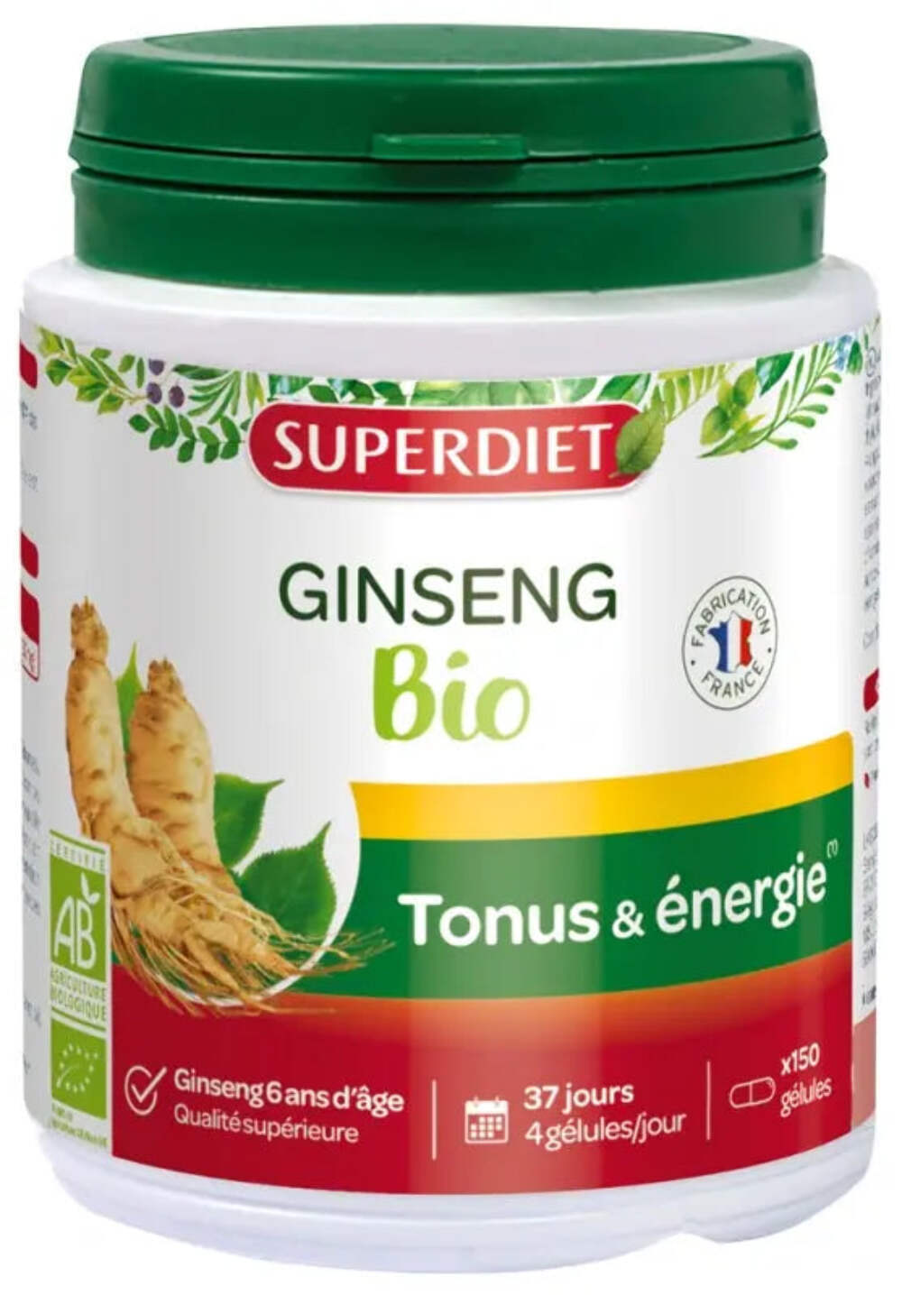 Ginseng Bio Superdiet Cure Énergie 150 Gélules pour Retrouver la Forme