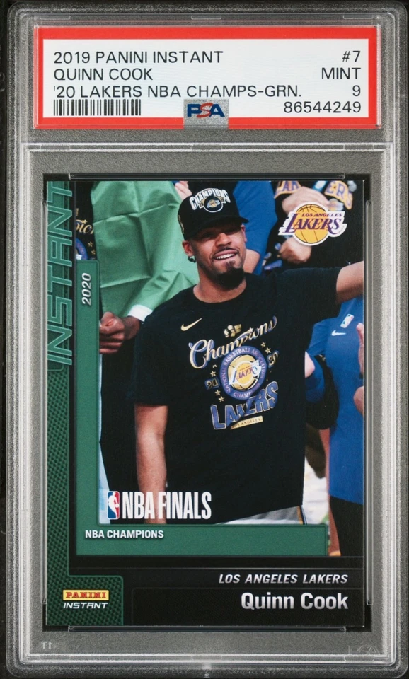 Quinn Cook 2020 Panini LA Lakers NBA Champions #7 Green Card 10/10 PSA 9 Mint - Image 3 of 4