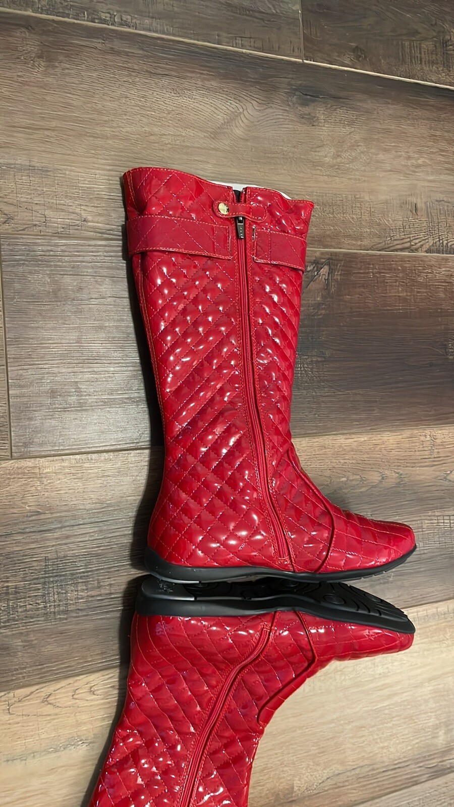 SAOLA STIVALI DONNA 36 5 5 PRIMIGI ALTI ROSSI TRAPUNTATI VERNICE SUOLA GOMMA