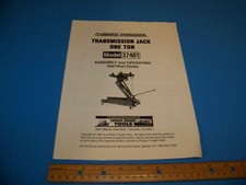 Central Hydraulics Transmission Jack One Ton Assembly Operating Instructions