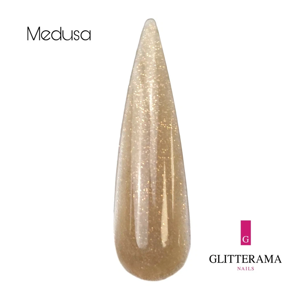MEDUSA Glitterama Nails Coloured Acrylic Powder caramel beige sparkle nude shiny