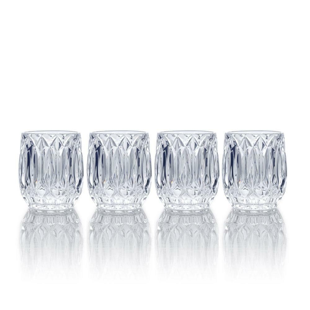NEW MIKASA SAXON 4 PC SET DOUBLE OLD FASHIONED FINE CRYSTAL GLASSES 10