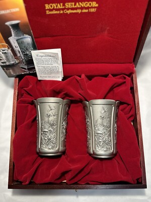 RARE! ROYAL SELANGOR PEWTER PAIR OF FOUR SEASONS COLLECTION CUPS