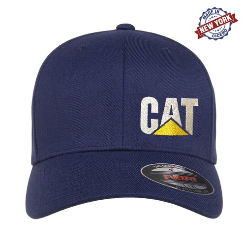 CAT Caterpillar Heavy Machinery Embroidered Flexfit Fitted Ball Cap