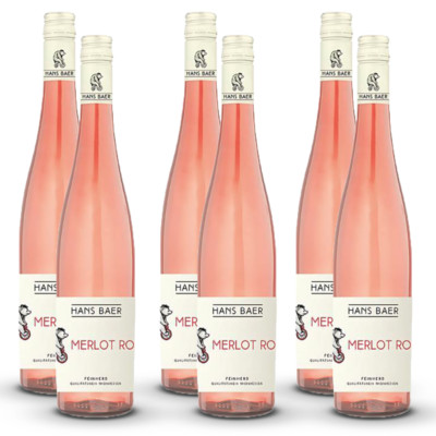 Hans Baer Merlot Roséwein, feinherb, sortenreines Weinpaket (6x0,75l)