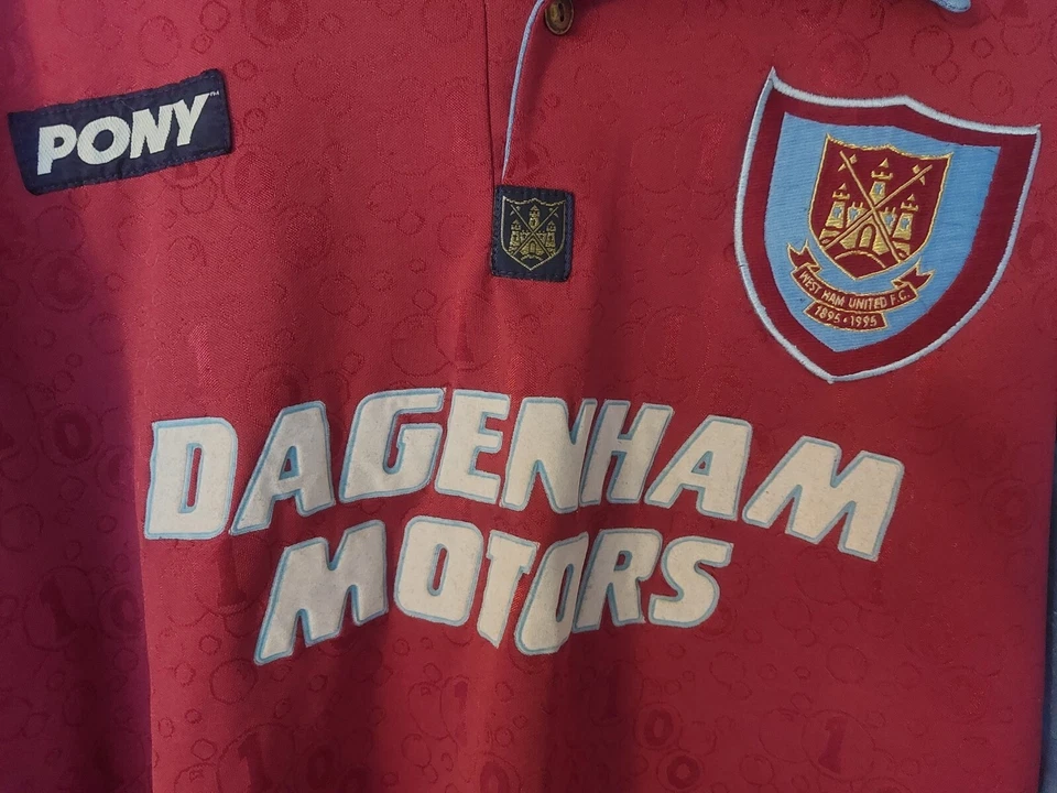 Pony West Ham United 1995/96 Men's Size XL Home Centenary Football Soccer Kit - Image 2 of 4
