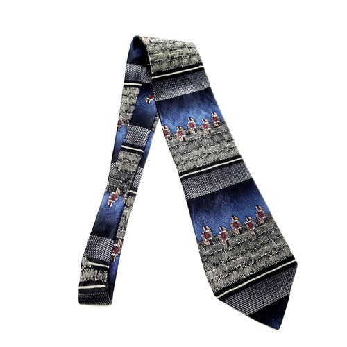 Corbata de seda Chez Roffe estampado gris azul ancho - Imagen 6 de 6