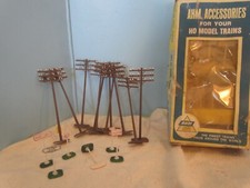 LOT OF Vintage HO TRAIN LAYOUT PLASTIC SIGNS TELEPHONE POLES MINIATURE