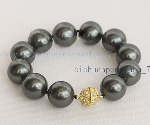 9 Colors Genuine 8-16mm South Sea Shell Pearl Round Beads Bangle Bracelet 7.5'' - Picture 8 of 19