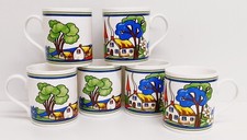 Village Art Deco Mugs Set 6 Fine China Large Balmoral 14oz 400ml Exclusive Cups