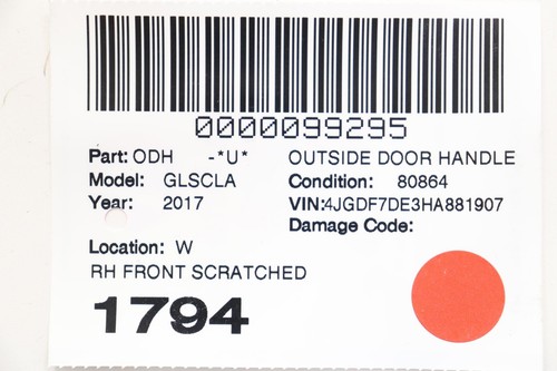 2017 - 2019 MERCEDES GLS550 X166 FRONT RIGHT DOOR OUTSIDE HANDLE OEM SILVER_775 - Picture 14 of 14
