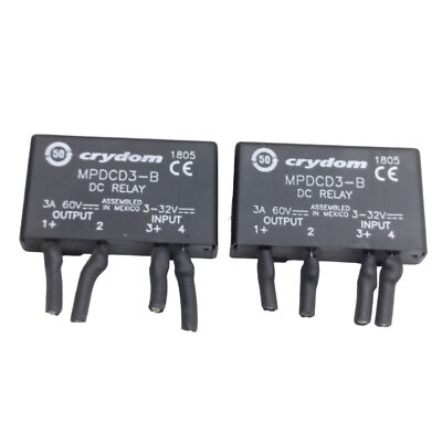Lot of 2 Crydom MPDCD3-B SSR/Relays, 3-32VDC Input, 60VDC 3A Output, SPST-NC