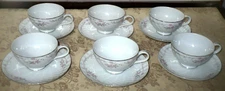 Gold Standard Porcelain China Pink Flowers CUPS & SAUCERS 6 SETS