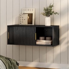 Fluted Floating TV Stand, 30" Multi-Purpose Modern TV Display Shelf Console