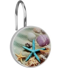 12pcs Seashell Shower Curtain Hooks Ocean Theme Decorative Shower Curtain Han...