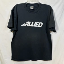 Vintage Allied Trucking Large Black Graphic T-Shirt Trucker Big Rig Faded Tee L