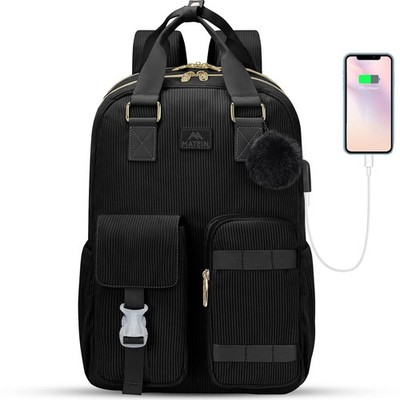 MATEIN Cute Laptop Backpack for Women, 15.6 Inch Corduroy Computer College Ba...