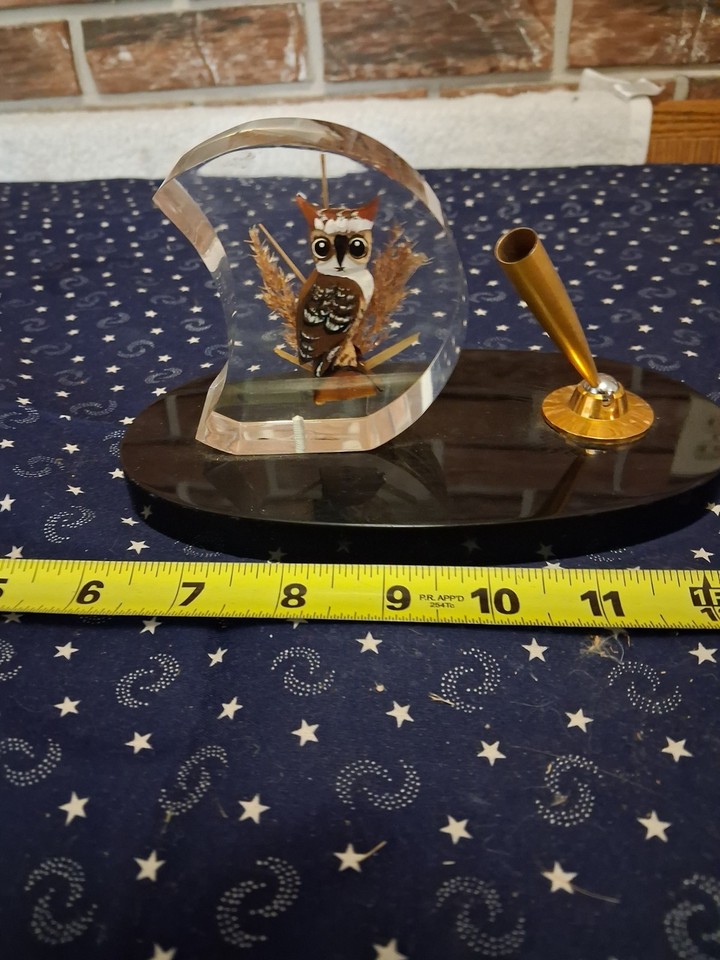 Vintage Lucite Mid Century  Owl Desk Set Excellent Condition
