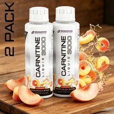 2 Pack Cutler Nutrition Liquid Carnitine 3000mg for Energy and Metabolism peach