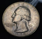 1958 Toned! Washington Quarter Dollar 25c- UNC Pulled From US Mint Set 90%