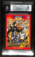 Merlin Olsen Signed 1989 Pro Set Announcers Card Beckett