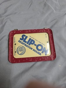 Vintage Cobbs No 150 Red Auto Certificate Car Registration Holder Clip-On NOS