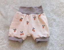 Pumphose Kurz Baby Mitwachshose kurze Babyhose Gr. 68 74 Orangen Musselin Shorts